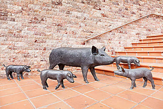 小猪,雕塑,多,广场,坎德拉里亚,大卡纳利岛,加纳利群岛,西班牙,欧洲