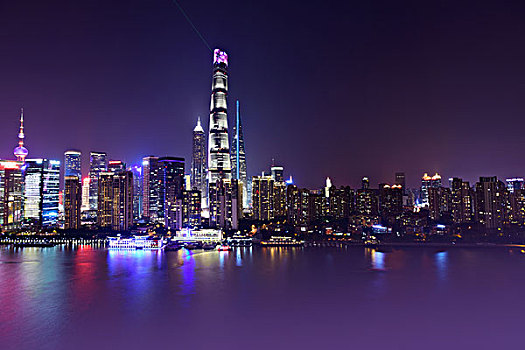 上海陆家嘴建筑群夜景