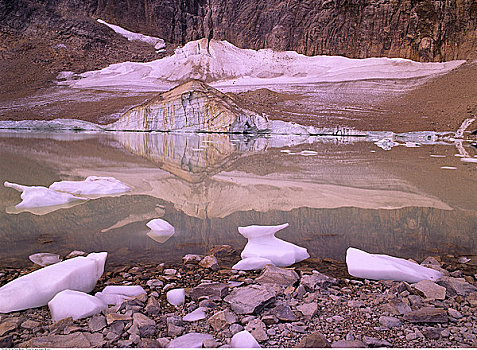 冰河,水塘,碧玉国家公园,艾伯塔省,加拿大