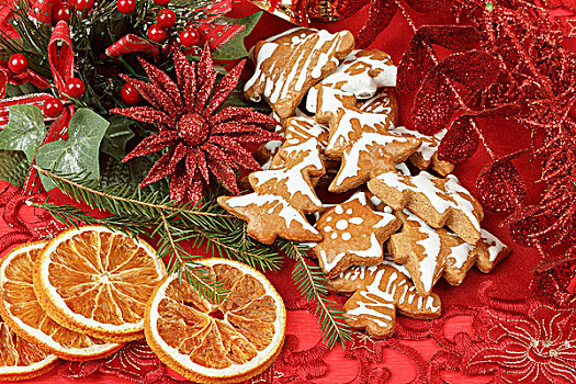 圣诞节,背景,针,橙子片,姜饼