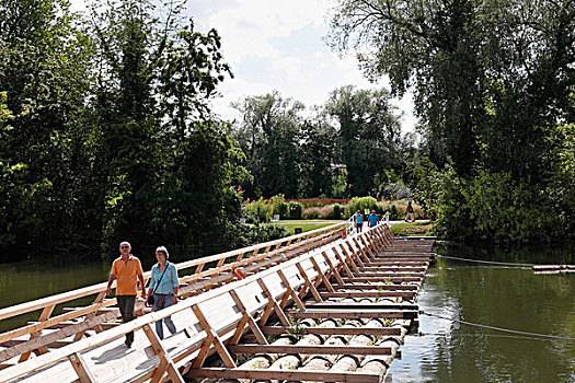 桥,河,园艺,展示,弗兰克尼亚,巴伐利亚,德国,欧洲