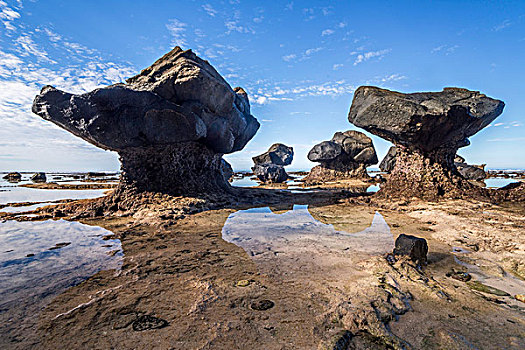 岩石构造,海滩,斐济,大洋洲