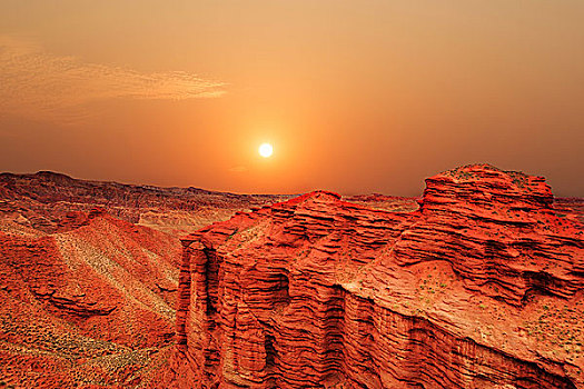 日出,日落,天际线,风景,红色,砂岩,张掖