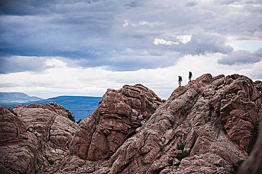 情侣,岩石上,科罗拉多,美国
