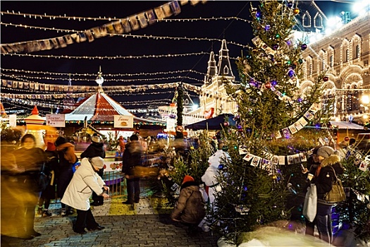 人,圣诞节,市集,红场,莫斯科
