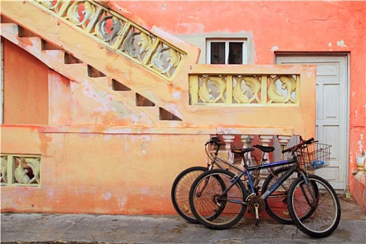 自行车,低劣,热带,加勒比,橙色,建筑