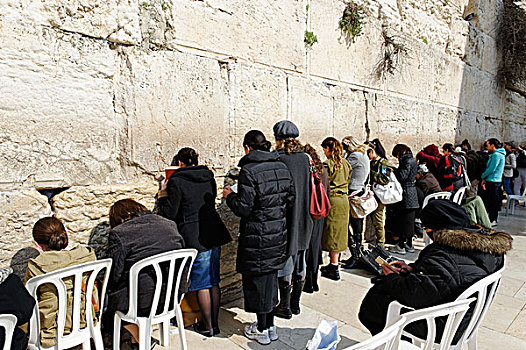 女人,祈祷,哭墙,耶路撒冷,以色列,中东
