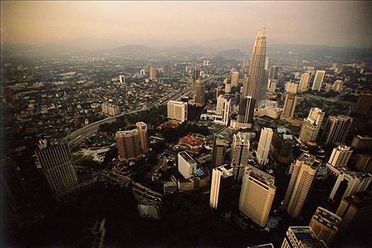马来西亚,吉隆坡,航拍,双子塔,市区