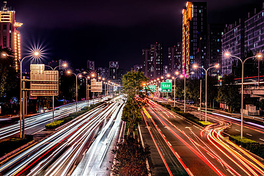 中国长春经济技术开发区高速路夜景