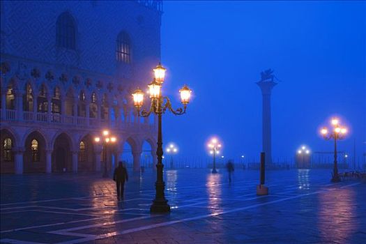 总督宫,广场,威尼斯,意大利,黎明