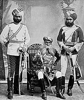 三个,首领,家庭,军队,海得拉巴,印度,1896年