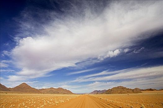 红色,荒芜,山峦,云,纳米布沙漠,纳米比亚