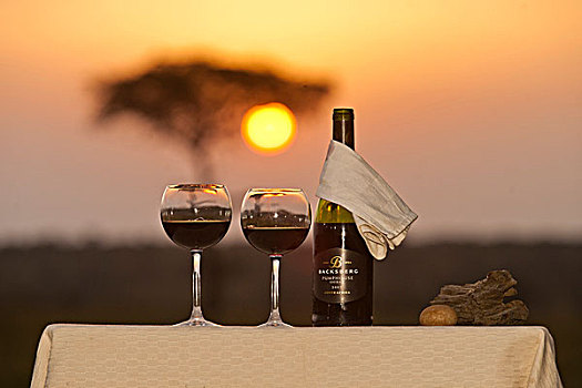 红色,葡萄酒,安放,非洲