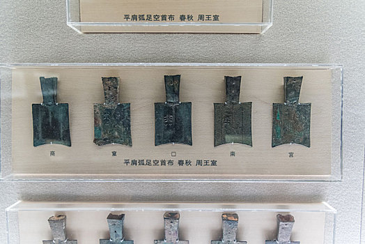 上海博物馆的春秋时期周王室的平肩弧足空首布