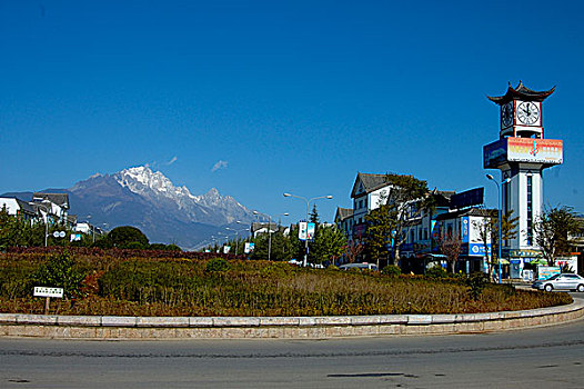 美景,丽江,城市,长,掸邦,玉,龙,雪,山,背景,云南,中国,十一月,2006年