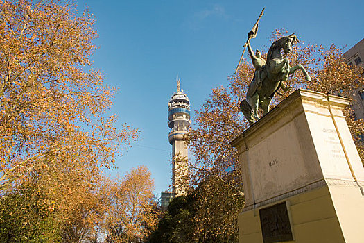 信号塔,纪念建筑,道路,圣地亚哥,智利