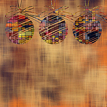 艺术,圣诞节,彩球,金色,彩虹,彩色,抽象图案,褐色背景