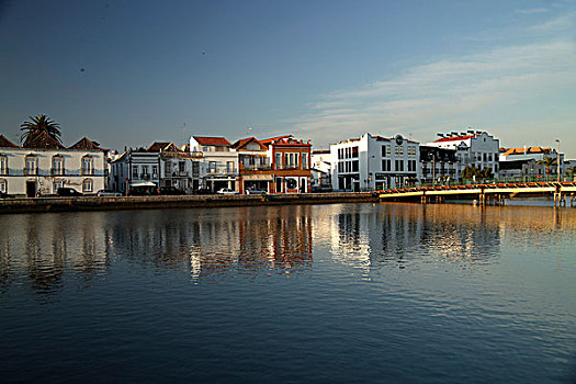 房子,塔维拉,反射,河,阿尔加维,葡萄牙,欧洲