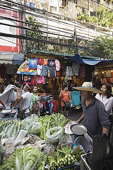 蔬菜,摊贩,市场,曼谷,泰国