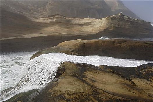 波浪,碰撞,岩石海岸,俄勒冈,美国