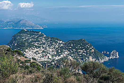 意大利,卡普里岛,俯视,城镇,蒙特卡罗,大幅,尺寸