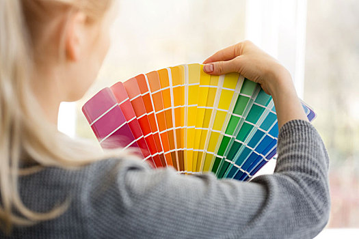 女人,设计师,选择,室内设计,彩色,样本,调色板