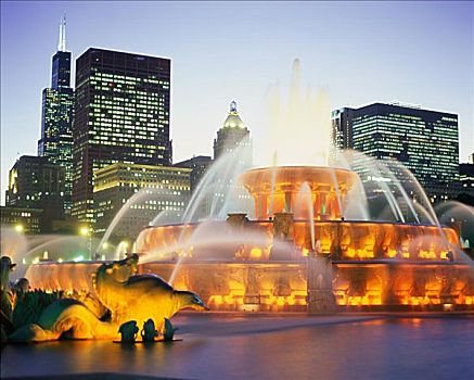 白金汉喷泉,格兰特公园,芝加哥,伊利诺斯,美国