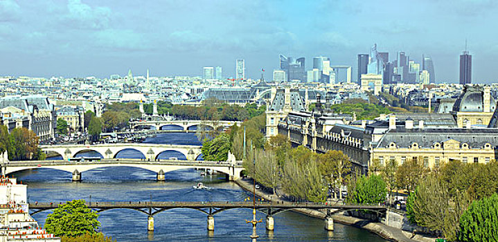 法国,法兰西岛,巴黎,俯视,河,赛纳河,世界遗产,桥,塔,拉德芳斯,城市