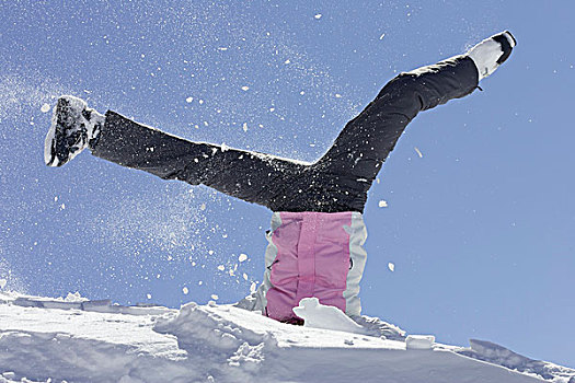女人,滑雪靴,玩,雪中