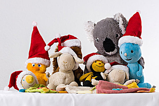 长毛绒,玩具,穿,圣诞老人,帽子