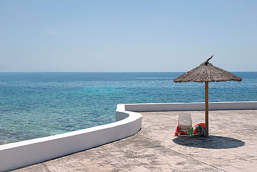 遮阳伞,沙滩椅,海洋,米诺卡岛,巴利阿里群岛,西班牙,欧洲
