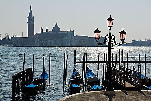 小船,教堂,圣乔治奥,马焦雷湖,威尼斯,威尼托,意大利,欧洲