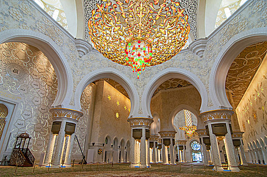 室内,大清真寺,阿布扎比,首都,阿联酋