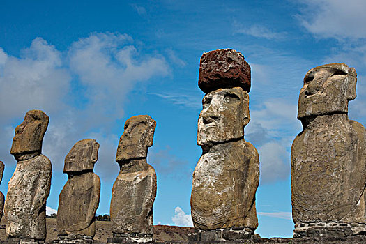 智利,复活节岛,努伊,拉帕努伊国家公园,大,雕塑,仪式,玻利尼西亚,头饰,大幅,尺寸