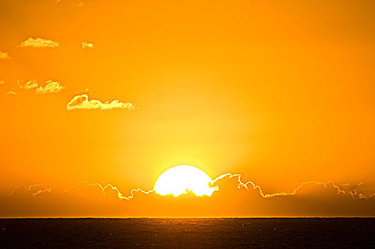 日落,上方,海洋,湾,毛伊岛,夏威夷,美国