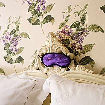 睡觉,面具,床头板,正面,壁纸,花饰,墙壁