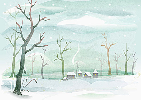 雪,插畫
