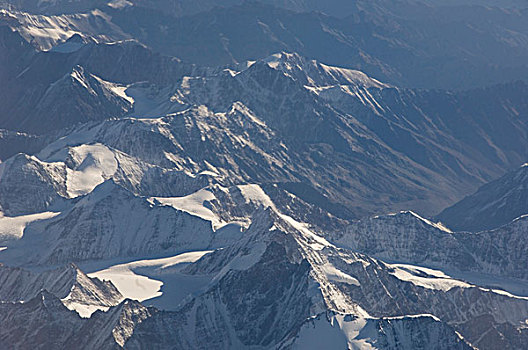 俯拍,山脉,喜马拉雅山,查谟-克什米尔邦,印度