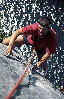 男人,山,自由攀登,极限运动,岩石面,德国,欧洲