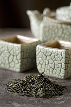 松,绿茶,亚洲,茶具