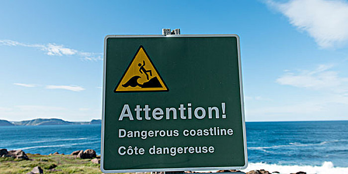 警告标识,海岸,纽芬兰,拉布拉多犬,加拿大