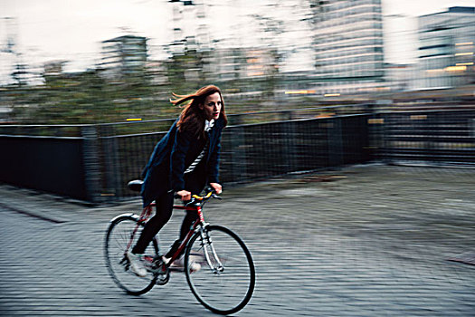 女人,自行车,城镇