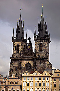 哥特式,提恩教堂,老城广场,旧城广场,布拉格,捷克共和国,欧洲
