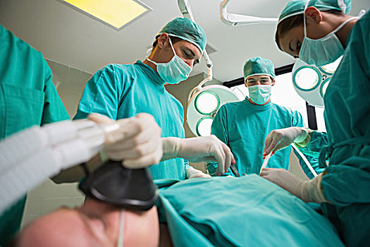 俯视,外科,团队,手术室