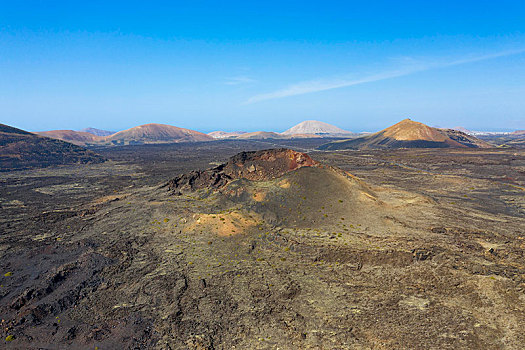 火山口,火山,卡塔琳娜,后面,靠近,兰索罗特岛,加纳利群岛,西班牙,欧洲