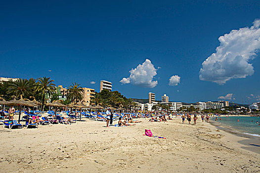 海滩,马略卡岛,巴利阿里群岛,西班牙,欧洲