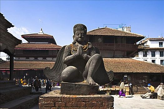 雕塑,正面,庙宇,加德满都,杜巴广场,尼泊尔
