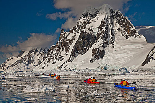 漂流,划船,下方,攀升,入口,雷麦瑞海峡,靠近,南极半岛,南极