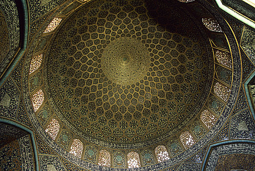 伊朗,伊斯法罕,广场,清真寺,室内,圆顶,天花板