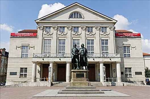 纪念建筑,歌德,正面,德国,国家剧院,魏玛,图林根州,欧洲